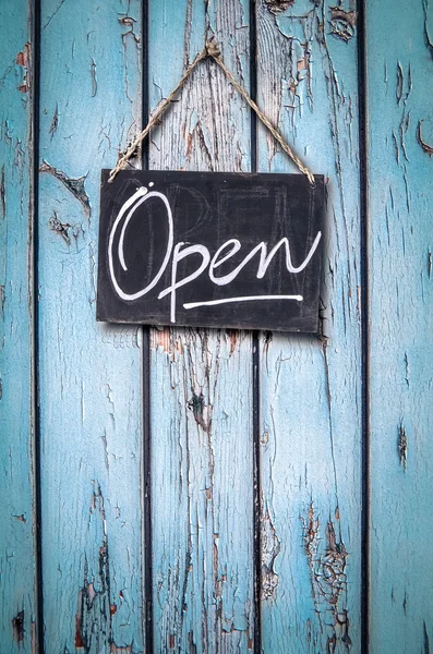 Rustic Beachfront Store Open Sign — Stock Photo, Image