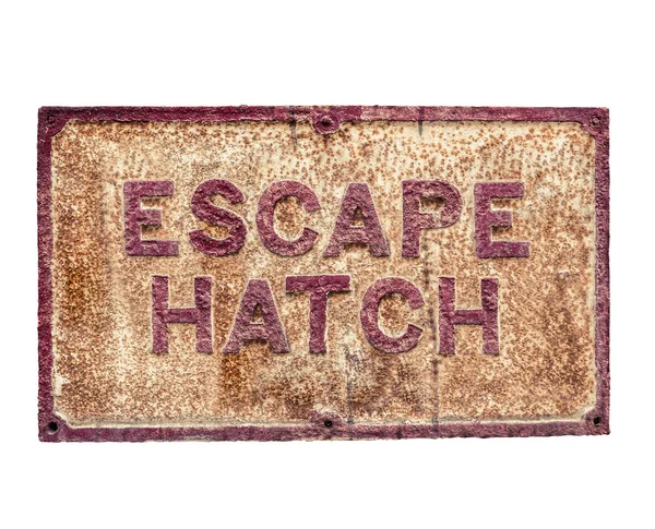 Rusty Emergência Escape Hatch sinal — Fotografia de Stock