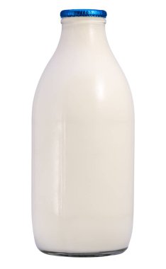 Isolated Pint Of Fresh Whole Milk In A Glass Bottle clipart