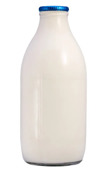 Isolated Pint Fresh Whole Milk Glass Bottle — Stock Photo, Image
