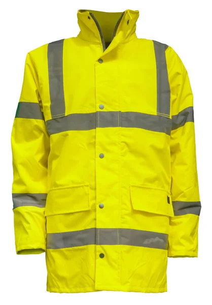 Yellow High Visibility Vis Safety Jacket Isolated White Background — Stock Photo, Image