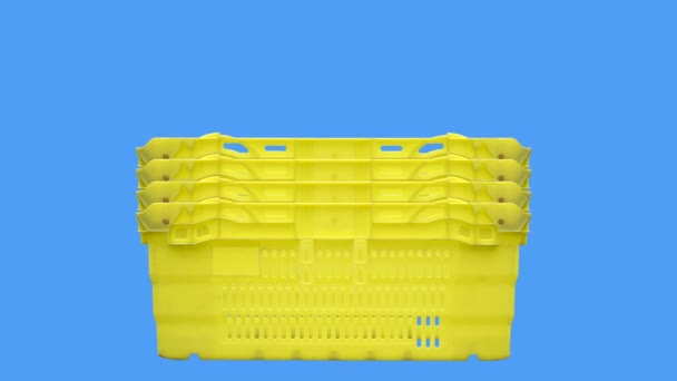 Nested Supermarket Crates Being Stacked Unstacked Chroma Key Background — Stock Video