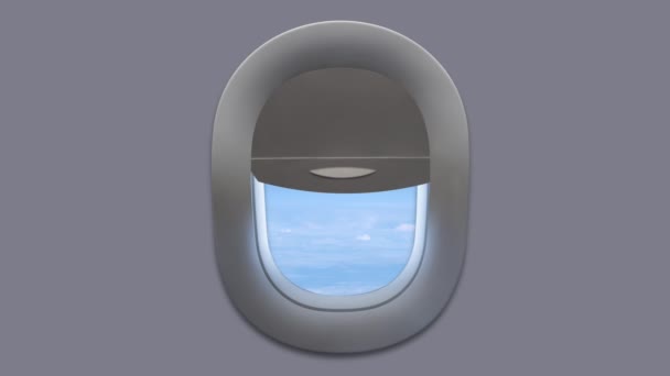 Een Vliegtuig Vliegtuig Raam Blind Opening Lucht Wolken Laten Zien — Stockvideo