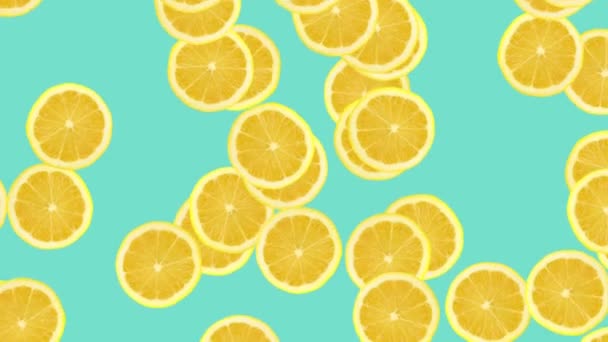 Abstract Pattern Background Lemon Slices Falling — Stock Video