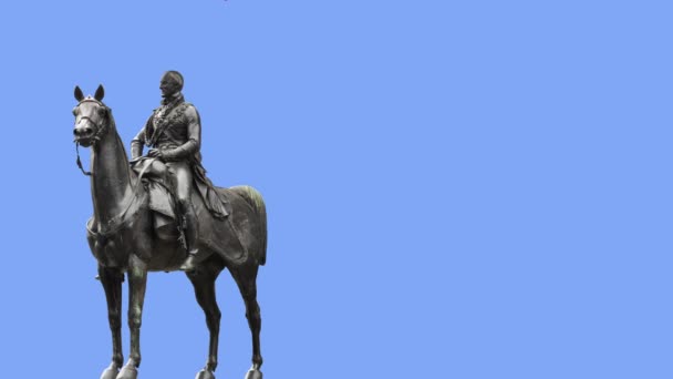 Статуя Герцог Веллингтон Глазго Украшенная Контрабандным Конусом Копировальным Пространством — стоковое видео