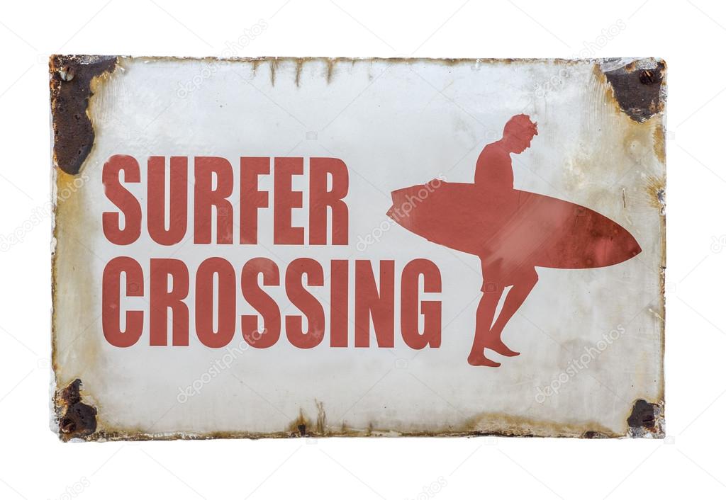Vintage Surfer Crossing Sign