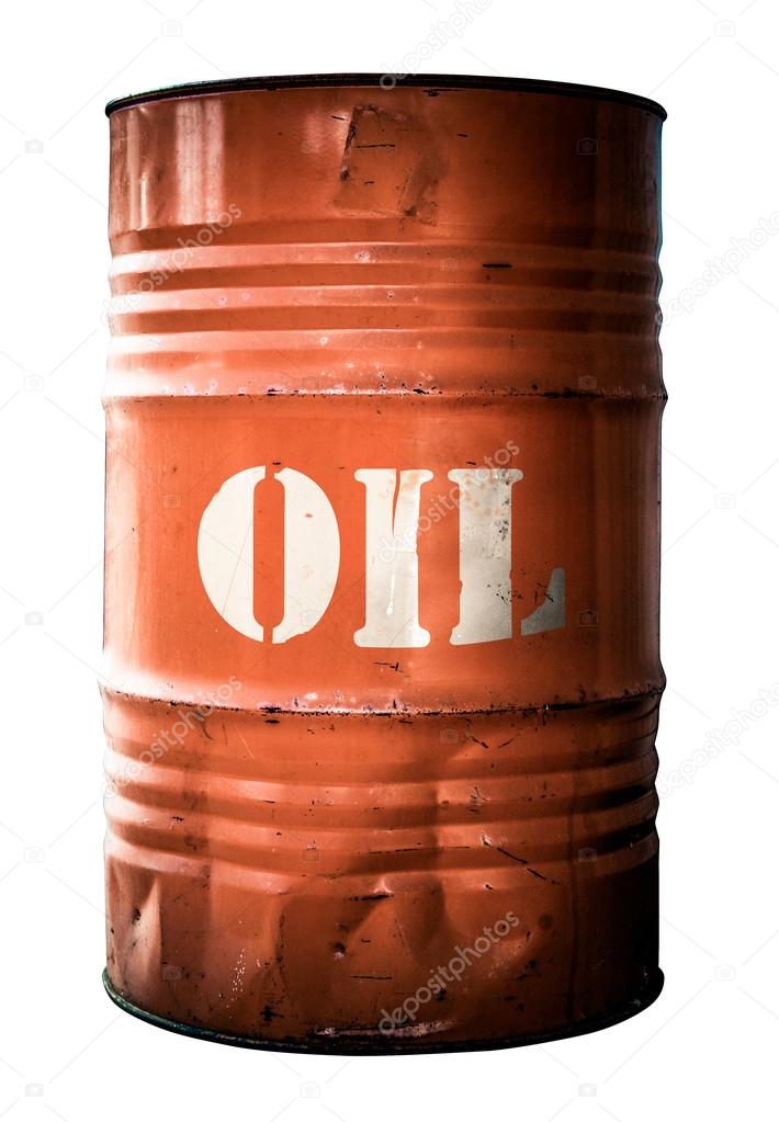 Isolated Industrial Orange Oil Barrel
