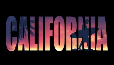 Vintage süzülmüş california kartpostal