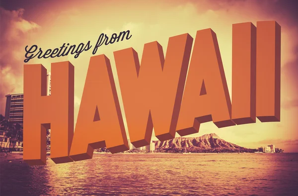 Retro cumprimentos do Hawaii Postcard — Fotografia de Stock