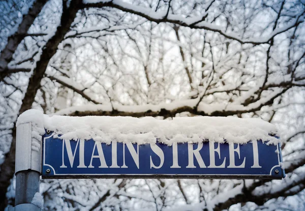 Snö på Main Street — Stockfoto