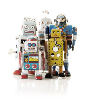 Retro teneke Clockwork robotlar