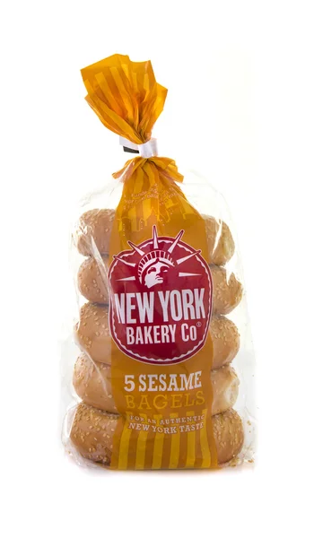 Pięć Pack Nowy Jork Co piekarnia sezam Bajgle — Zdjęcie stockowe