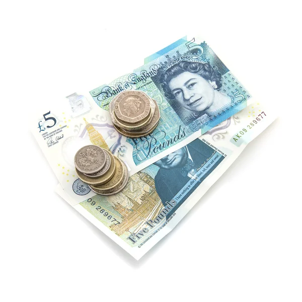 The new polymer five pound  note — Stock Photo, Image