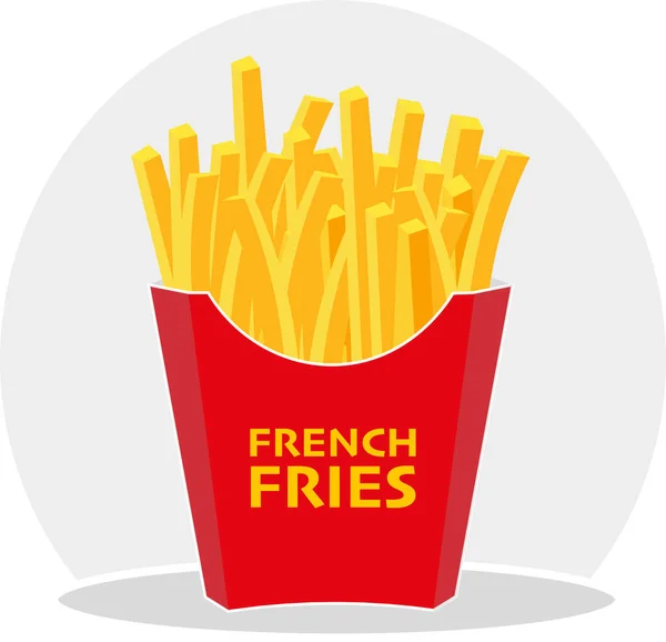 Vector Illustratie Van French Fries Een Rode Take Away Kartonnen — Stockvector