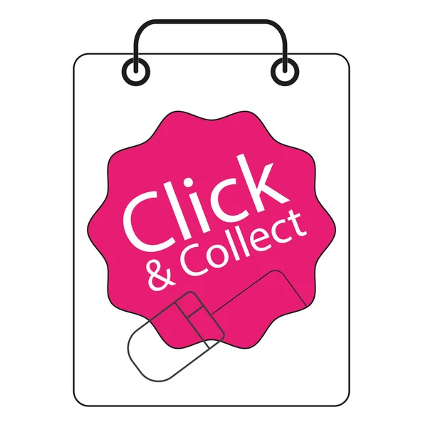 Click Collect Internet Shopping Consept Bag Mouse — Stock Vector