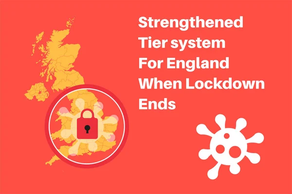 Sistema Livelli Rafforzato Inghilterra Quando Blocco Termina Vettore Infografica Sfondo — Vettoriale Stock