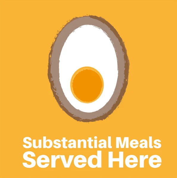 Substantial Meals Served Here Scotch Egg Vector Illustration Yellow Background — Stock Vector