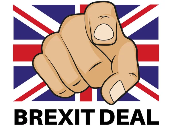 Brexit Deal Fatto Con Mano Puntata Illustrazione Vettoriale Sfondo Bianco — Vettoriale Stock