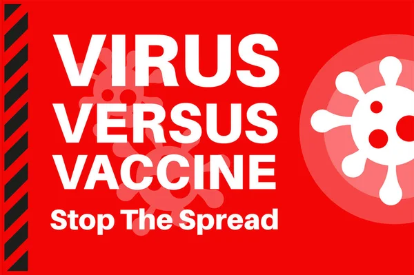 Vírus Vacina Parar Propagação Ilustração Com Logotipo Vírus Fundo Vermelho — Vetor de Stock