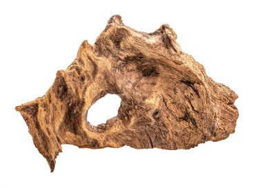 Beyaz arka planda iyi giyimli bir tahta parçası.