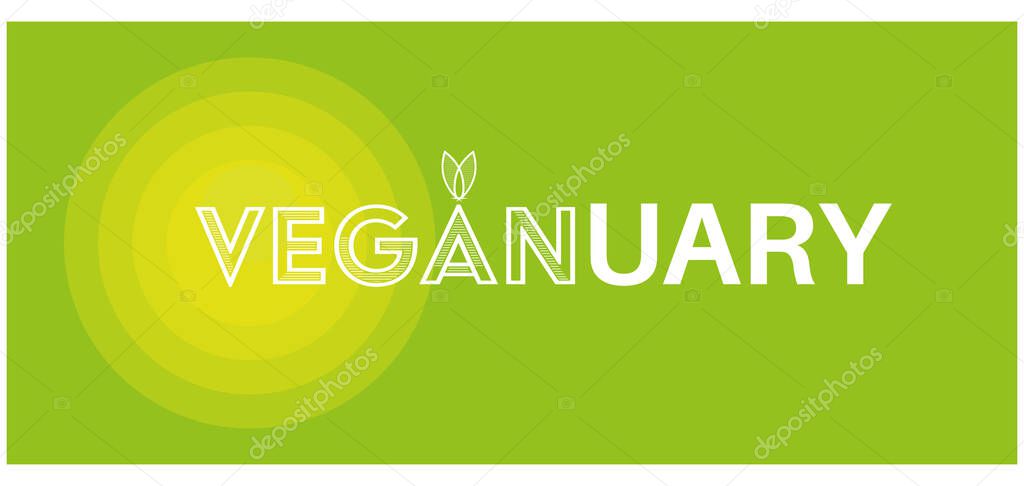 Veganuary Vector Drawing on a white background