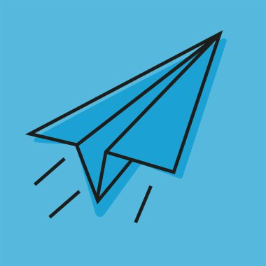 Mavi gökyüzü arkaplan vektör illüstrasyonlu Kağıt Uçak - Hava Seyahati Konsepti