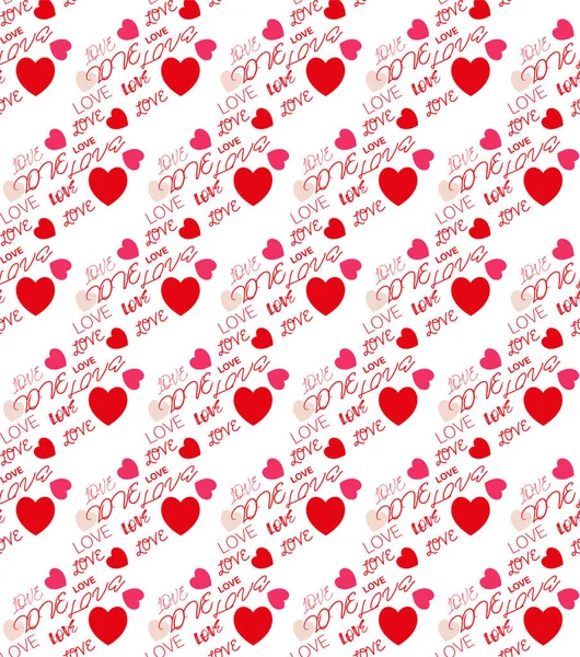 Coeurs Amour Messages Texte Répétant Vecteur Patten — Image vectorielle