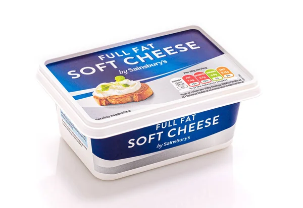 Swindon Regno Unito Gennaio 2021 Pacchetto Sainsburys Formaggio Pasta Molle — Foto Stock