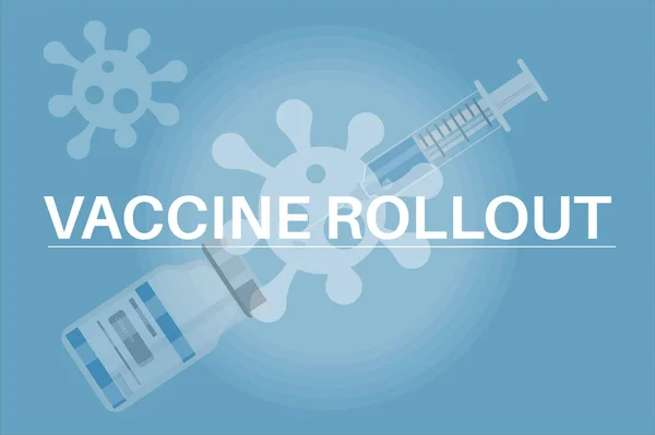 Déploiement Vaccin Contre Coronavirus Flacon Vaccin Covid Sur Fond Bleu — Image vectorielle