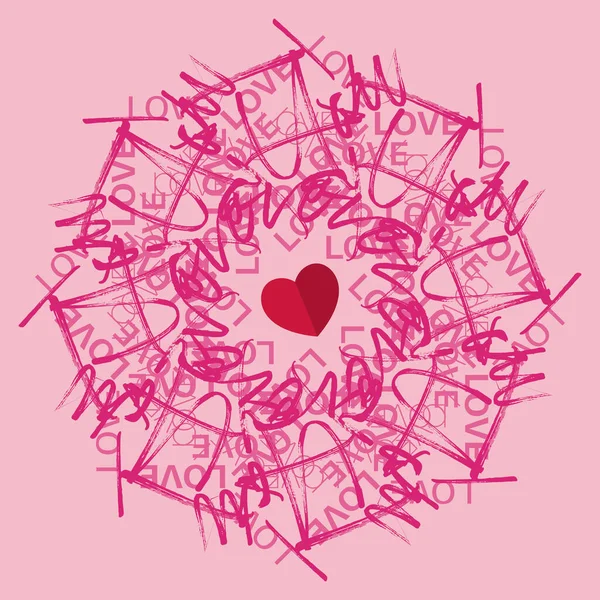Love You Texte Motif Vectoriel Radial Dans Les Tons Rose — Image vectorielle