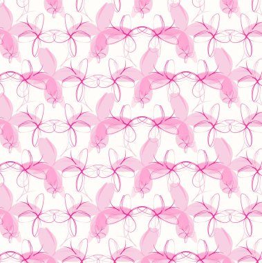 Aydınlık bir arkaplanda soyut pembe kelebekler kusursuz vektör deseni