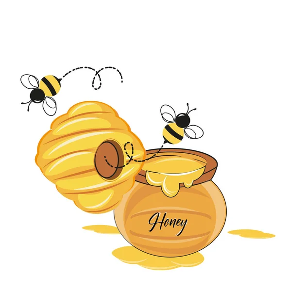 Buzzy Bee Διανυσματική Απεικόνιση Λευκό Φόντο — Διανυσματικό Αρχείο