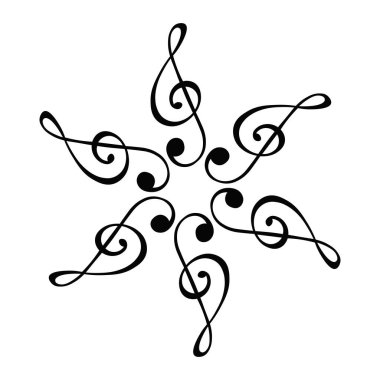 Beyaz zemin üzerinde Müzik Notası Radyal Desen Vektörü