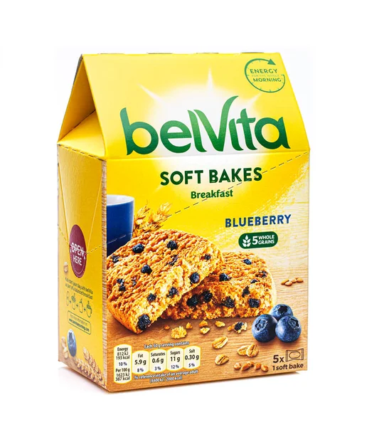 Swindon Kwiecień 2021 Box Five Belvita Blueberry Soft Bakes Poranna — Zdjęcie stockowe