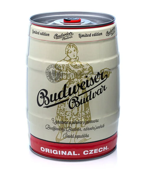 Swindon Reino Unido Abril 2021 Budweiser Budvar Keg Llimited Edition — Fotografia de Stock