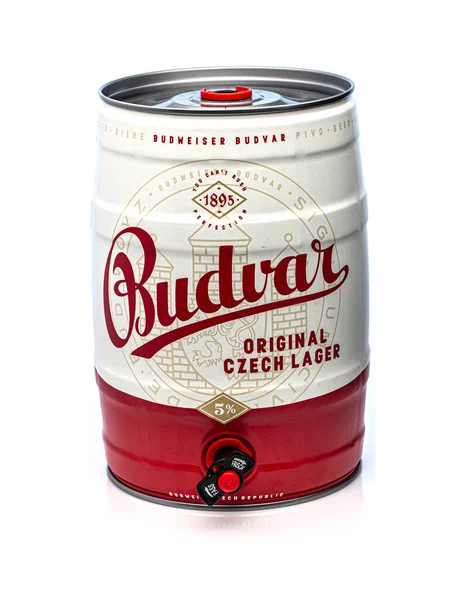 Swindon Royaume Uni Avril 2021 Budweiser Budvar Baril Bière Édition — Photo