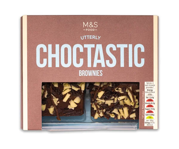 Swindon Maj 2021 Znaki Spencer Food Całkowicie Choctastic Brownies Białym — Zdjęcie stockowe