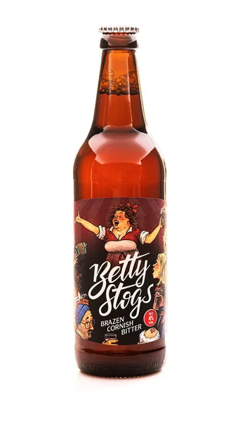 Flasche Betty Stogs Brazen Cornish Bitter Auf Weißem Hintergrund — Stockfoto