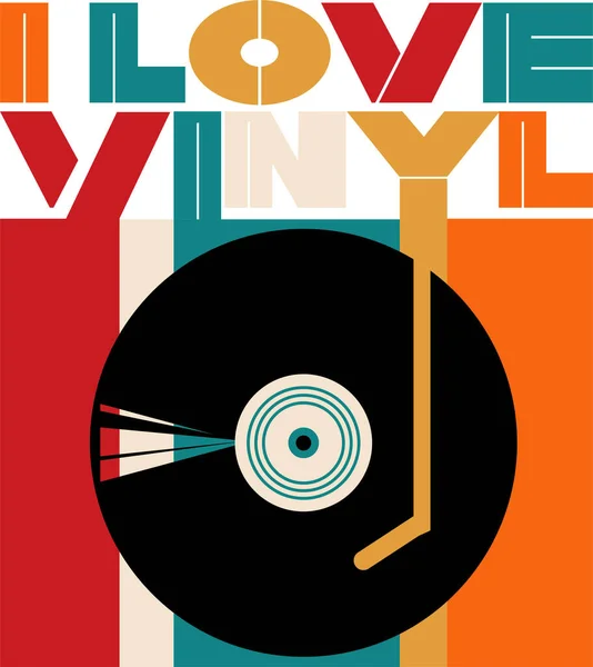 Love Vinyl Retro Skivspelare Vektor Design — Stock vektor