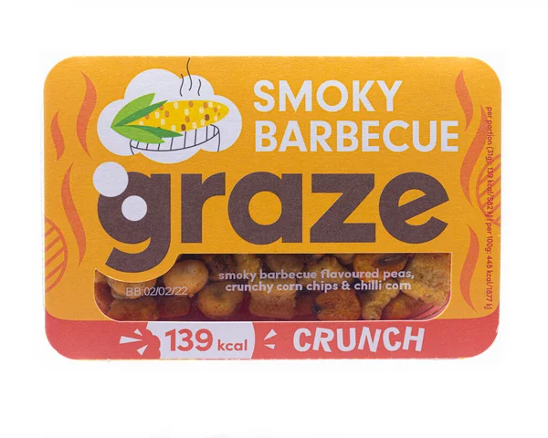 Swindon September 2021 Graze Smoky Barbecue Crunch Peas Corn Chips — Stock Photo, Image