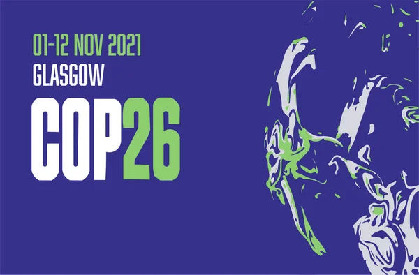 Cop Glasgow 2021 Wektor Ilustracji Międzynarodowy Szczyt Klimatyczny — Wektor stockowy