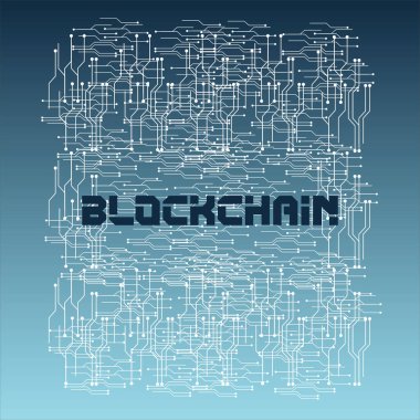 Koyu mavi arkaplan üzerindeki blok zinciri vektör arkaplan çizimi