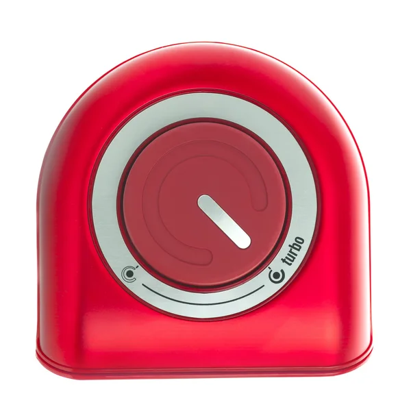 Botão Turbo vermelho em um fundo branco — Fotografia de Stock