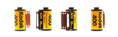 Kodak 400 renk baskı film beyaz arka plan üzerinde rulo