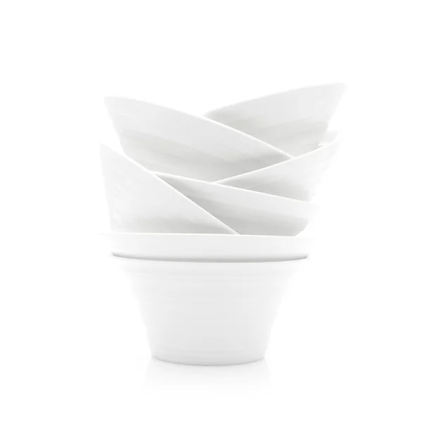Abstract Stack of White Dishes on a White Background — Stock Photo, Image