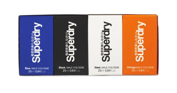 Four Bottles of Superdry Male Cologne — Stock Photo, Image