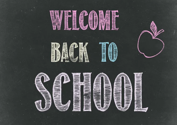 Selamat Datang Kembali ke Chalkboard Sekolah — Stok Foto