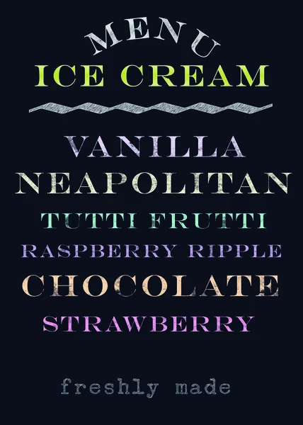 손으로 그린된 칠판 아이스크림 메뉴 — 스톡 사진