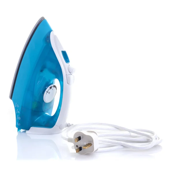 Blue Steam Iron isolated on a white background — Stock Photo, Image