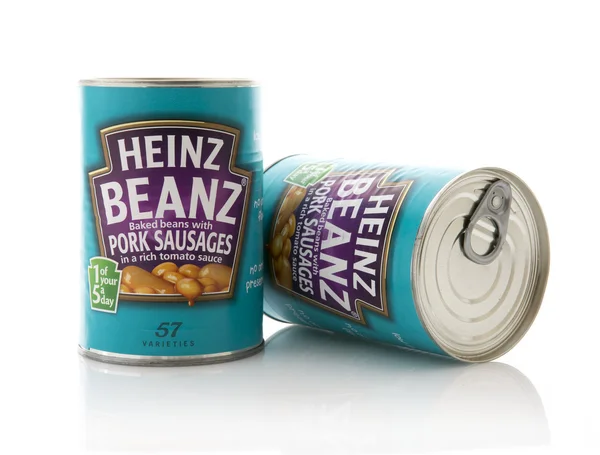 Frijoles Heinz con Embutidos de Cerdo —  Fotos de Stock